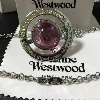 Vivienne Westwood Small Orb Necklace Silver Pink IN BOX Set Chain