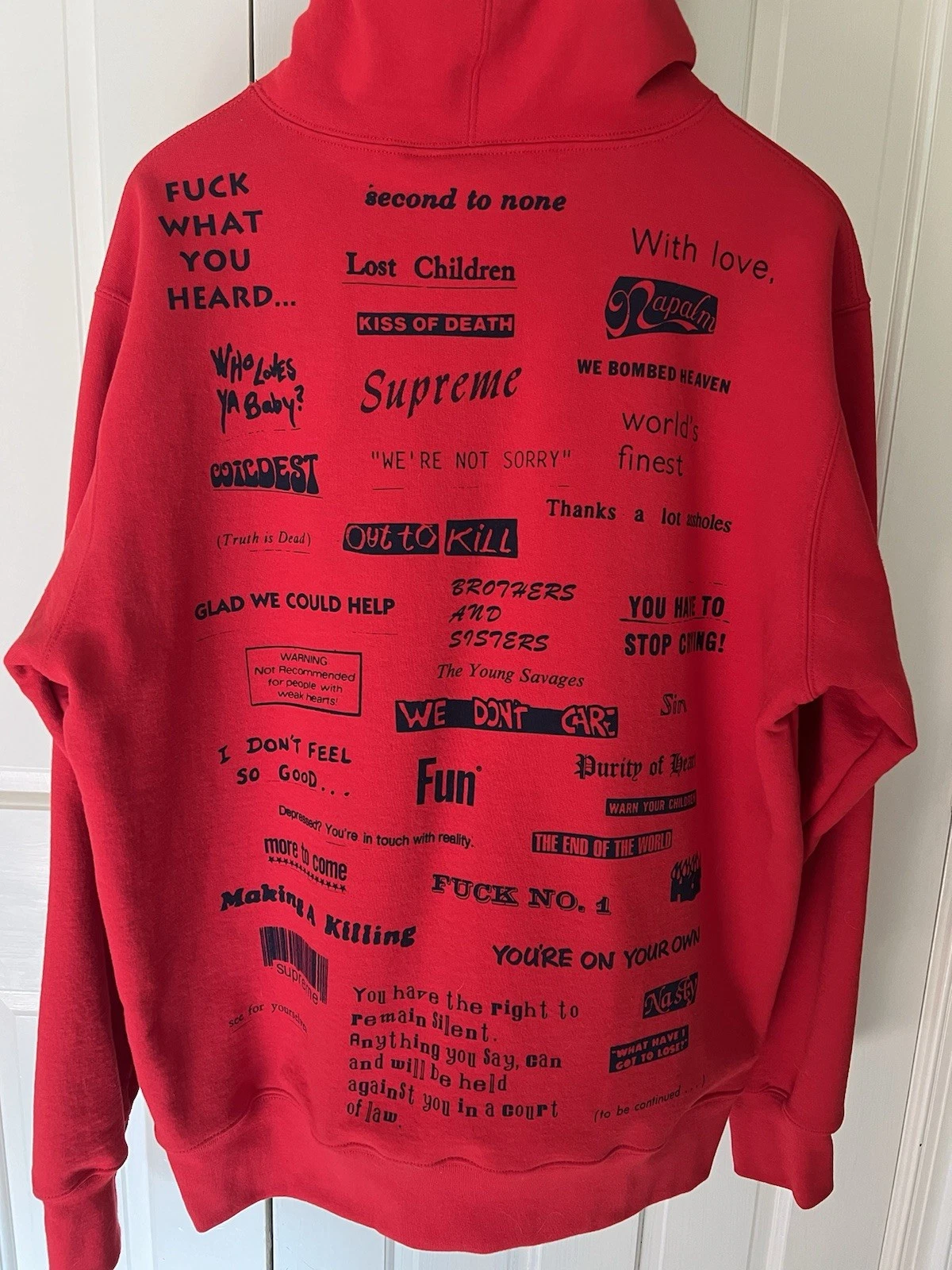 Supreme Stop Crying Pullover Felpa con Cappuccio Taglia: XL (MAI INDOSSATA)