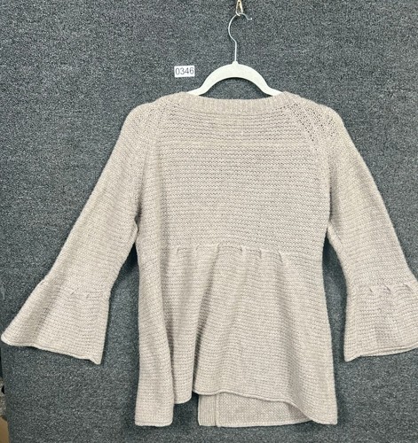 Velvet By Graham & Spencer 100% Cashmere Knit Cardigan Sweater Womens M Cream - Picture 2 of 10