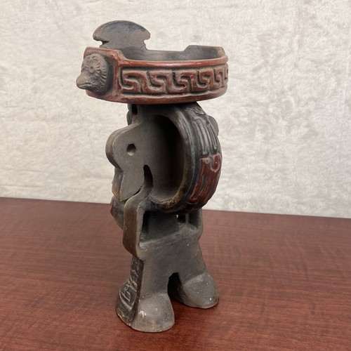Vintage Maya Feuer Gott Statue Keramik Figur bewegliche Augen 7" groß Top Zustand - Bild 5 von 13