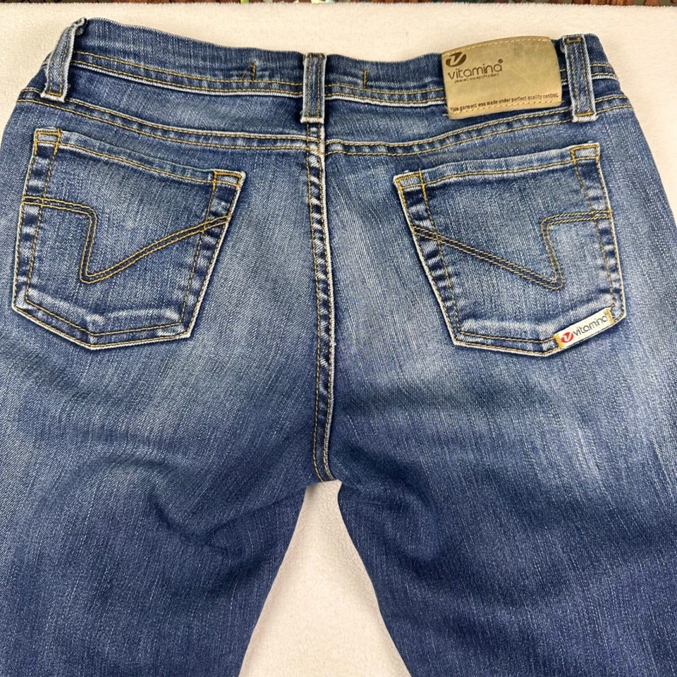 Pantalones de mezclilla Vitamina para mujer azul corte bootcut hechos en Italia algodón elástico M Foto 4 de 4