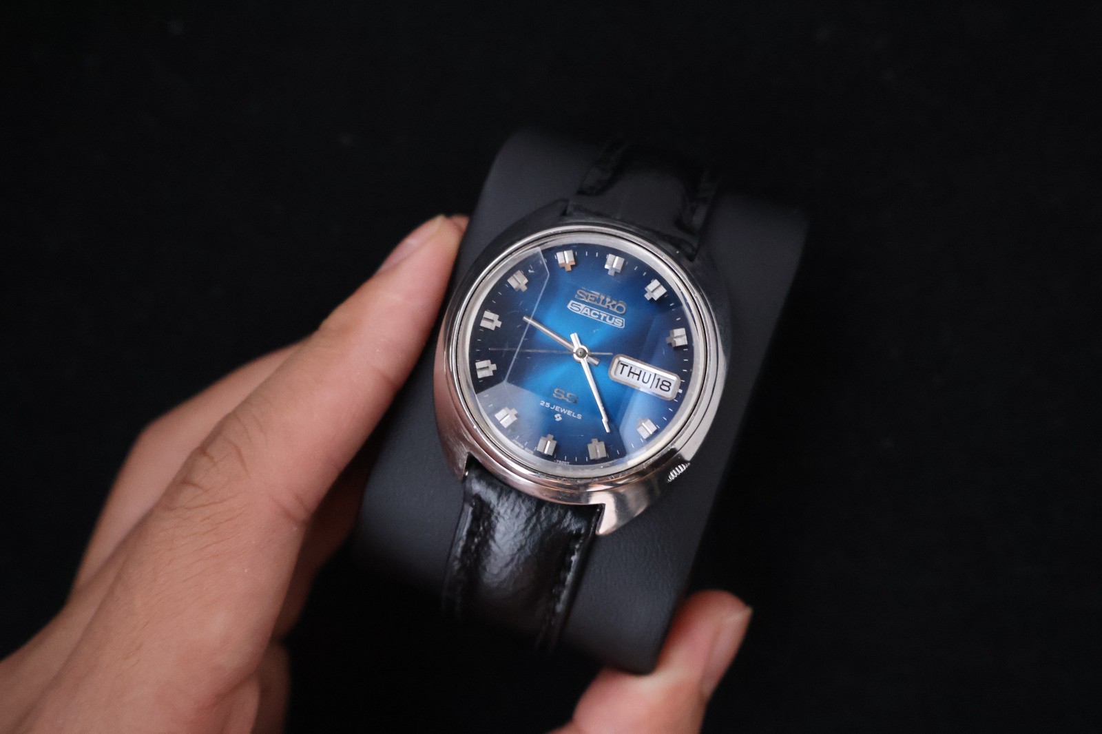 (SERVICED) Rare Vintage 1972 Seiko 5 Actus SS Blue Dial 25 Jewels 6106-7600