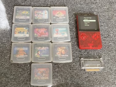 Analogue Pocket Konsole Transparent Rot + 32GB SD Card Game Gear Adapter + Spiele