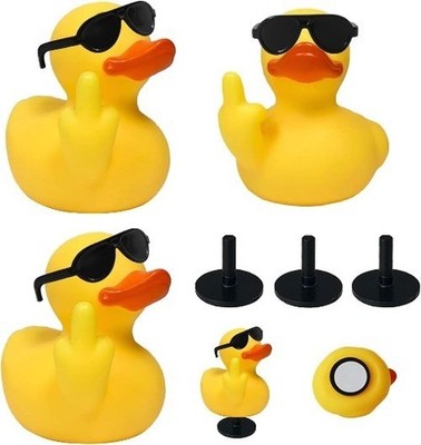 3 Packs Middle Finger Duck with Sunglasses, Mini Red Ducks for Cars Dashboard De