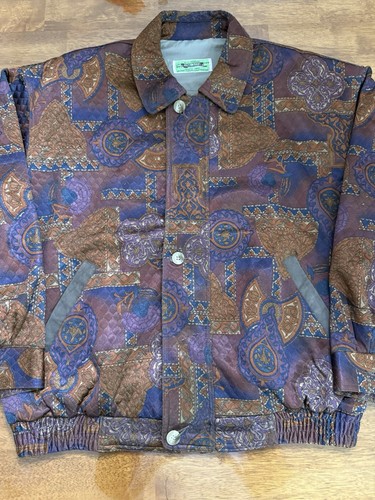 VTG 90s Quilted Paisley Zip Up Jacket Fits XL Hip Hop East Men - Picture 2 of 11
