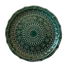 Potter's Studio Green Holiday Dinner Plates 10" Ceramic Set of 4 Christmas New 