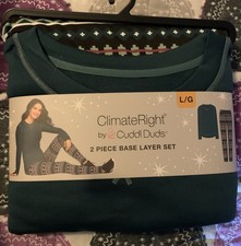 Climate Right By Cuddl Duds 2 Piece Base Layer Set Size L New. Green