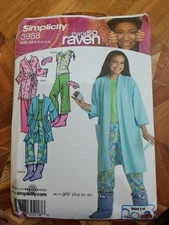 Simplicity Sewing Pattern 3988 AA 8-16 Girls Pants Robe Booties Eyemask Knit Top