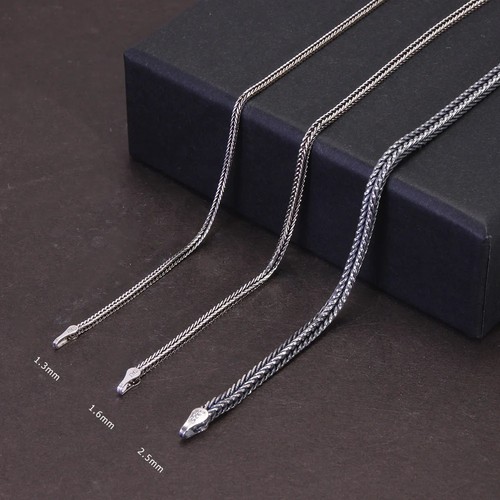 New 925 Sterling Silver Foxtail Chain Necklace Men Women Vintage Retro Solid - Picture 4 of 5