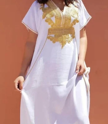 Robe caftan décontractée été caftan abaya marocaine djellaba gandoura robe de Dubaï - Photo 1/4
