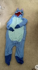 One Piece Adult Med. Blue Lilo And Stitch Hooded Costume Pajamas NIP Button