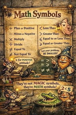 Lustige Mathe Symbole Poster Zauberer Klassenzimmer Lerntabelle Kinder Bildung
