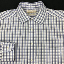 Roundtree & Yorke Gold Label Dress Shirt Mens 16-33 Blue/White Checks No Iron
