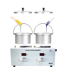 Electric Double Pot Wax Warmer Heater with LED Display Skin Hair Removal Adjust