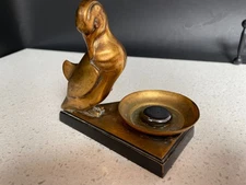 4.5" Art Deco Figural Gilt Brass Mandarin Duck Statue Paperclip Holder