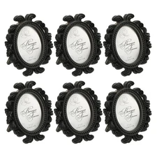 6Pcs 2.4x1.8" Oval Resin Mini Picture Frames for Home Wedding, Black