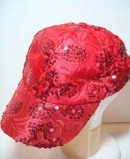 Ladies Sequined Adjustable Baseball Hat - One Size Fits All - U Choose