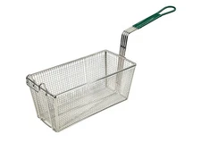 Winco FB-30 13-1/4 x 6-1/2 Rectangle Fry Basket Green Non Slip Coated Handle