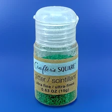 Crafters Square Ultra Fine Green Glitter 0.53 oz Bottle Craft Art Supplies