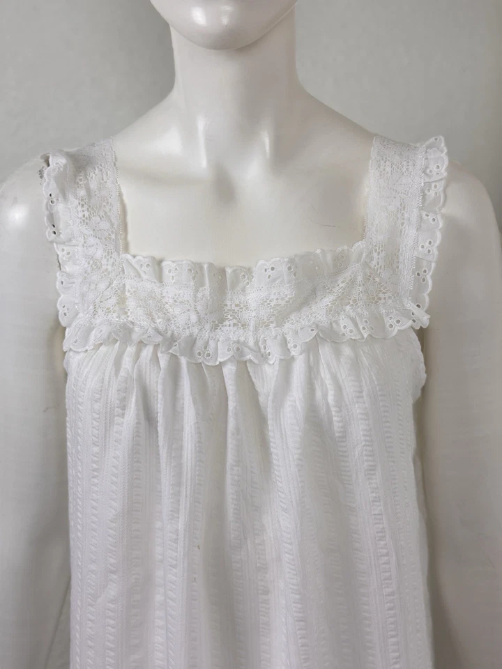 JCPenney ночная рубашка винтажный 70-х цветочный кружева чистый скольжения белый нейлон женский размер - Изображение 2 из 4