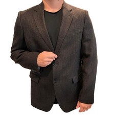 Size 42R/ L Stafford Mens Sports Coat Twill Charcoal Grey Classic Wool NWOT