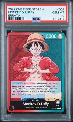 One Piece Monkey D Luffy Errata OP01-003 PSA 10 Gem Mint