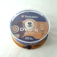 Verbatim DVD-R 4.7GB DVD-R 25 Pack DVD Media - SEALED AND NEW