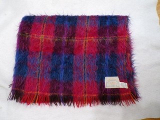 VINTAGE MOHAIR WOOL THROW JEWEL TONES 43 x 68