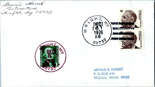 Wyoming Wright 82732 1976 4-bar Philatelic.