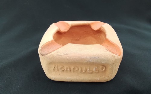 AMERICANA FIESTA HOTELS ACAPULCO MEXICO VTG CLAY POTTERY ART ASHTRAY ADVERTISING - Picture 6 of 16