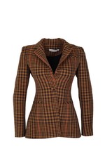 Altuzarra Women's Brown Check Wool Blend Blazer Jacket Size 34