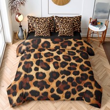 7 Pcs Leopard Print Comforter Set Queen with 2 Pillowcases 2 Pillow Covers Flat