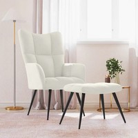 Relaxsessel Mit Hocker Samt Cremeweiß Bequemer Sessel Mit Ottomane