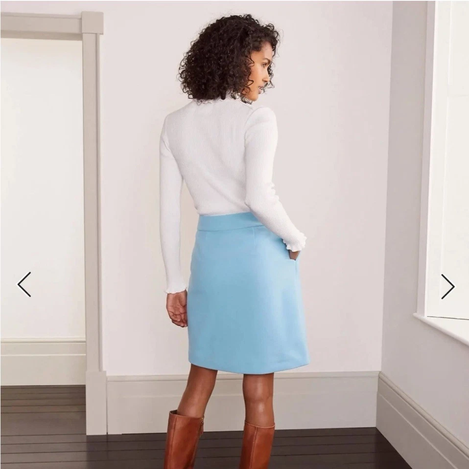 Falda Boden Azul Mezcla Lana Línea A Eloise Mini Envoltura Botón Frontal Talla 14 Nueva con Etiquetas Foto 3 de 4