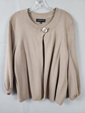 Jones New York Collection Cardigan Women XL Tan Single Large Button