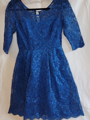 knee length dresses for ladies SWEET SATIN SWING DRESS LIGHT BLUE Women's Light Blue Flowy Deep V Mini  Dress With Lace  Betsey Johnson