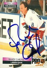 Randy Carlyle autographed Hockey Card (Winnipeg Jets) 1992 Pro Set #265
