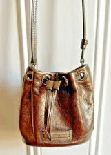 Marc by Marc Jacobs Leather Mini Bucket Bag Gold Crossbody Drawstring