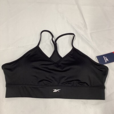 Reebok Women Tri Back Sports Bra Black Wireless Cut Out Training 2XL New