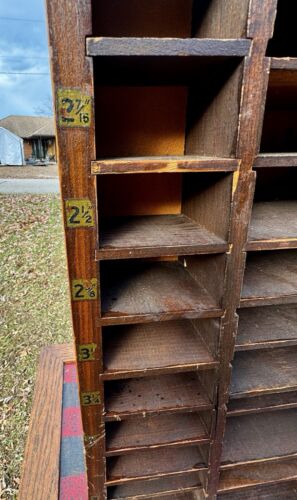 ANTIQUE PRINTERS Cabinet EQUIPMENT LETTER Spacer BLOCKS PRESS Wood - Picture 4 of 14