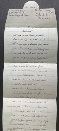 1943 Usa Prisoner Of War POW Arkansas Camp Letter Sheet Cover To Germany Bitzer - Picture 4 of 4