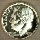 1957 Silver Proof Roosevelt Dime Ten-Cent Coin 10c United States 10 Cents