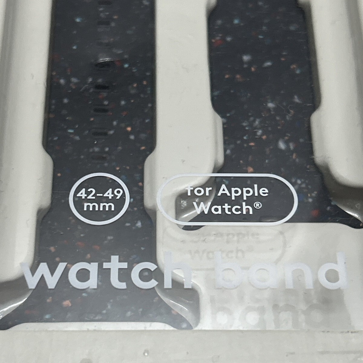Heyday Black Confetti Apple Watch Band 42/49mm Silicone Fits  display picture 1