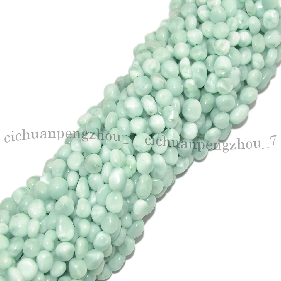 Cuentas sueltas de piedras preciosas irregulares de forma libre Larimar azul natural de 8-10 mm 15"" Foto 4 de 4