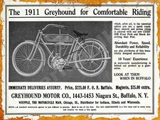 1911 Greyhound Motor Co. Motorcycles New Metal Sign: Buffalo, New York