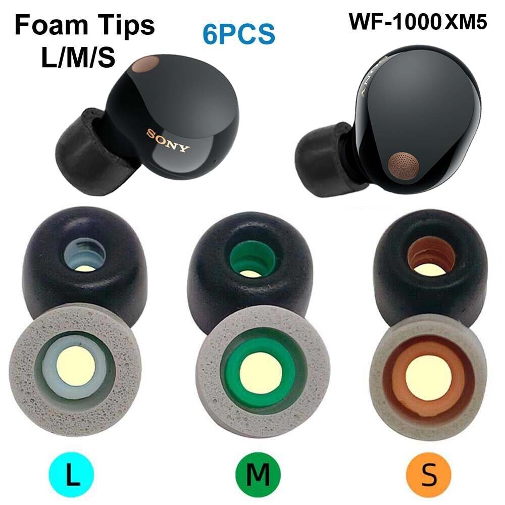 Memory Foam Ear Tips For Sony WF-1000XM5 Earbuds Eartips