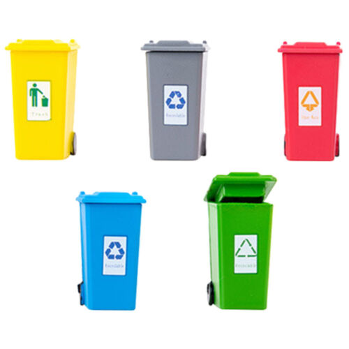  5 PCS Toy For Kids Trash Can With Lid Mini Trash Can Modeling - Picture 1 of 12