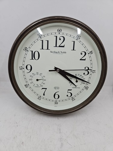 Sterling & Noble Wall Clock Stacked Medium Wood8.5" No 9 With Humidity and Temp