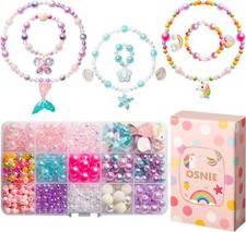 Kids DIY Bead Jewelry Making Kit with 400 Beads  Charms for Creative Bracelets
