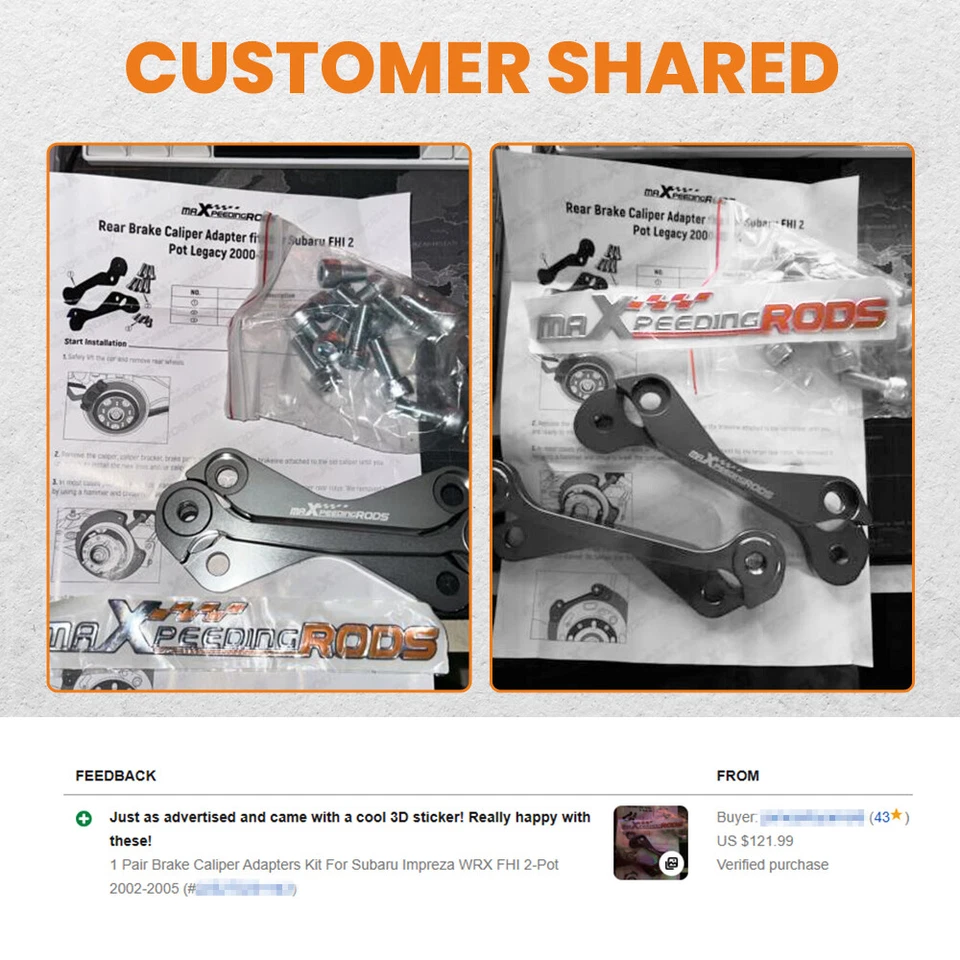 1 Pair Brake Caliper Adapters Kit For Subaru Impreza WRX FHI 2-Pot 2002-2005 Foto 3 de 4